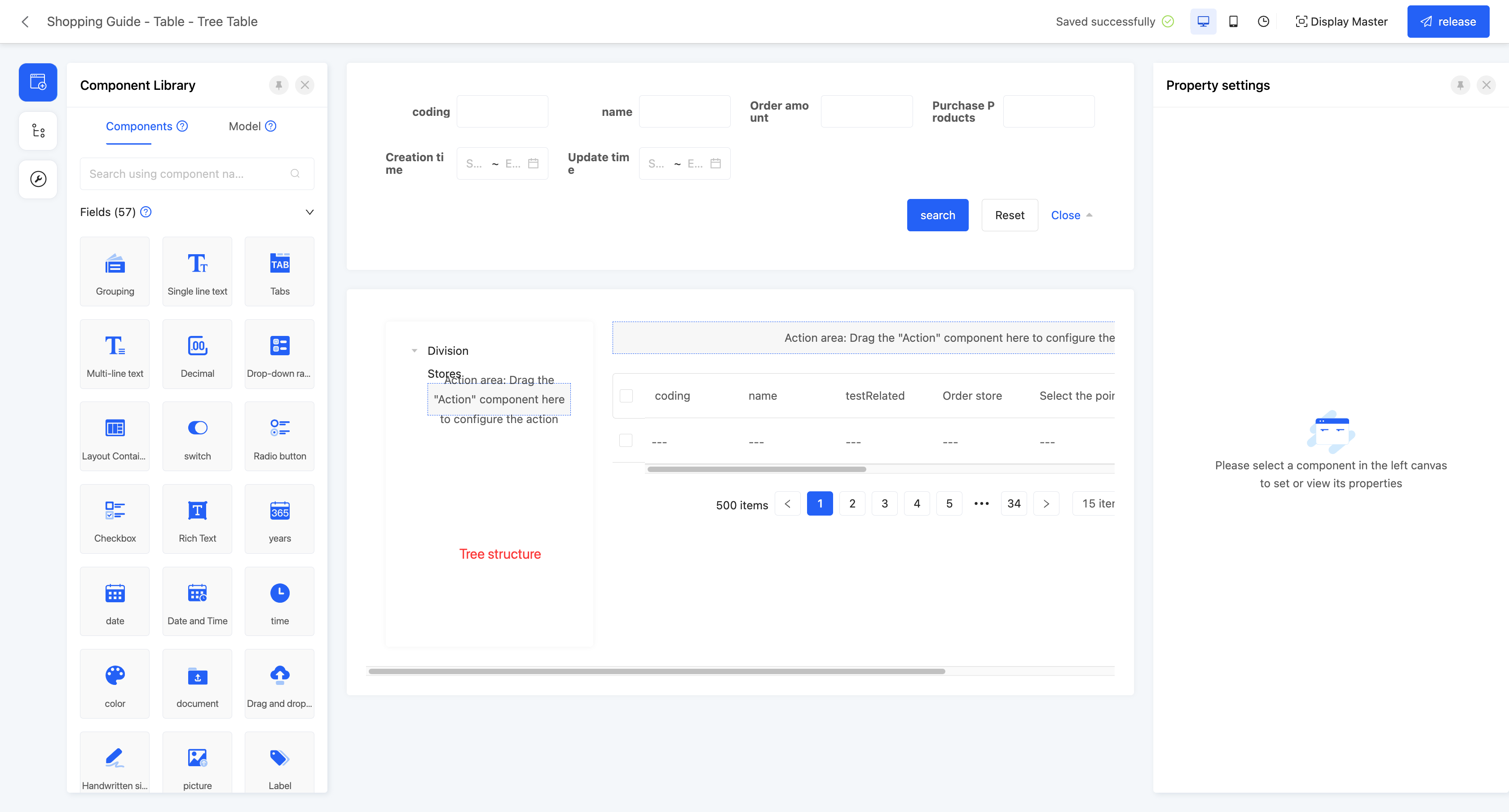 Design Table Page Example - Tree Table